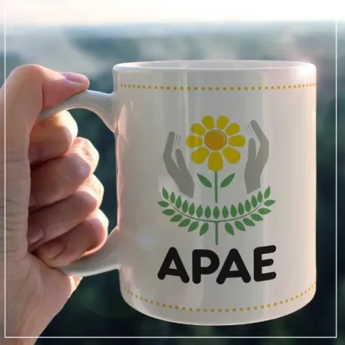 Caneca APAE Decorativa Tema Inclusão e Solidariedade