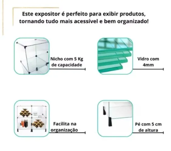 Balcão expositor de vidro 