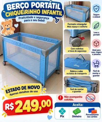 Berço portátil e chiqueirinho