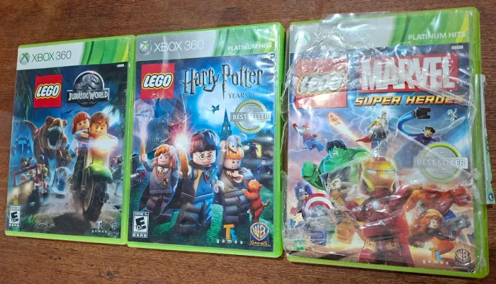 Lote 3 Jogos LEGO Xbox 360 Original (Jurassic World, Harry Potter, Marvel)