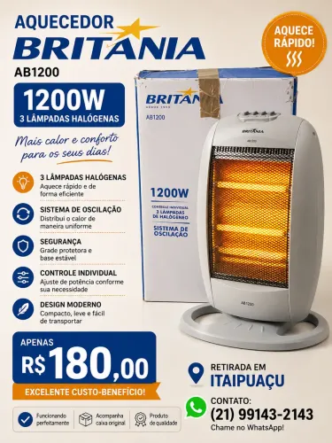 Aquecedor elétrico Britânia 1200w