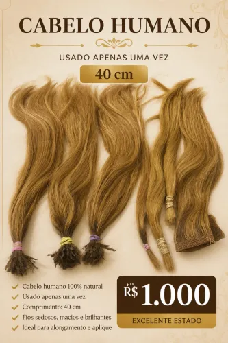 Cabelo humano 75 gês 40 cm