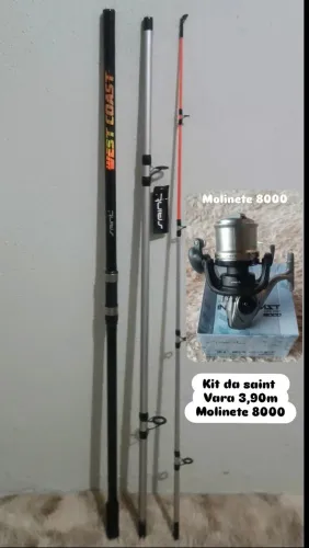 Kit de pesca da saint vara e molinete novos
