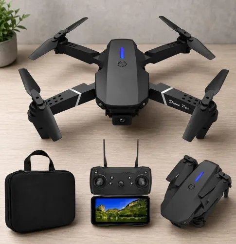 DRONE E88 Pro 1080p Câmera Dupla 4K Profissional Dobrável Wi-Fi Motor Brushless (NOVO)