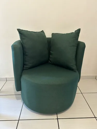 Poltrona de linho luxo verde giratória