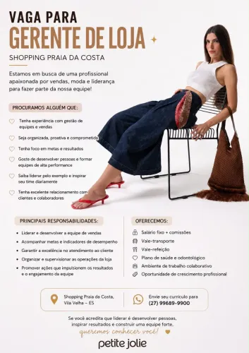 Vaga para Gerente 