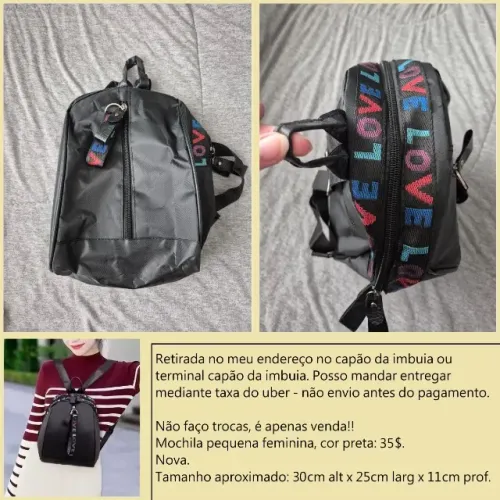 Mochila pequena preta nova