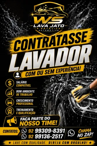 Contratasse Lavador com ou sem experiência!