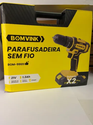 Parafusadeira Furadeira sem Fio + 2 Baterias 21V 1.3 Ah + Carregador - BOM-9969 BomVink an