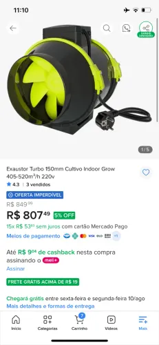 Exaustor turbo 150 mm cultivo indoor grow