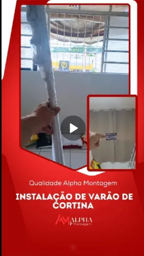 Varão de cortina colocado montador de móveis