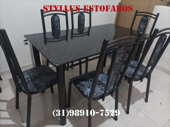 Mesa tubular de 6 cadeiras 