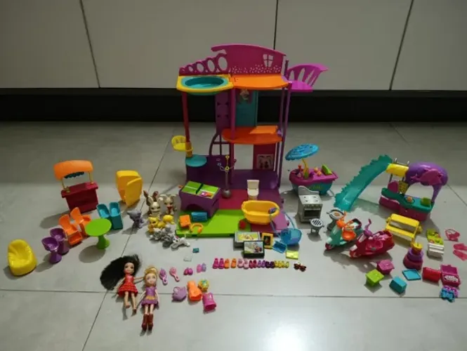 Mega Lote Polly Pocket Mattel - Casa Cola e Descola + Acessórios