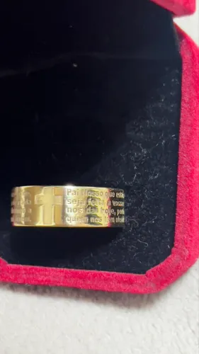 Anel de ouro 18k pai nosso de fabrica 