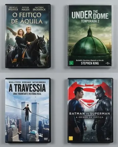 4 DVD's : Batman vs Superman, Under the dorme, O feitiço de Aquila, A travessia