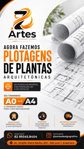 Plotagem de Plantas Arquitetônicas A0 a A4 | Entrega Rápida