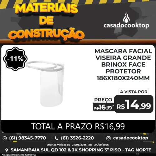 MASCARA FACIAL VISEIRA GRANDE BRINOX FACE PROTETOR 186X180X240MM