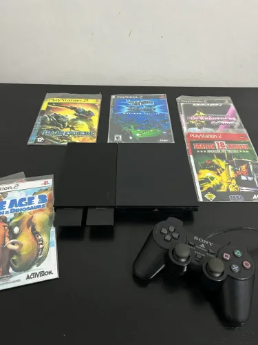 Ps2 Slim Desbloqueado + Controle Original + Jogos
