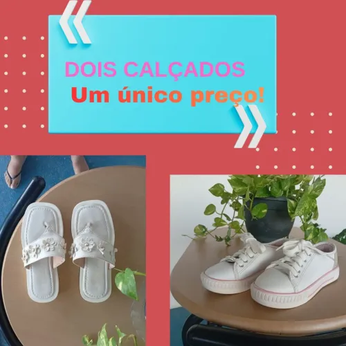 Kit sandália rasteira Bia Bela e tênis branco Molekinha