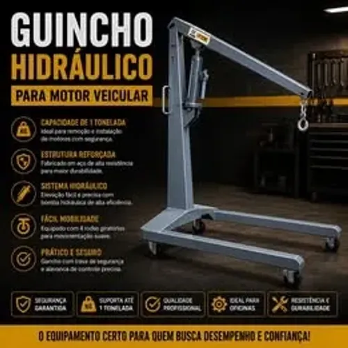 Guincho Hidráulico para Motor Veicular - Equipamento para Oficina