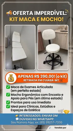 Maca e mocho para procedimentos estéticos e massagistas