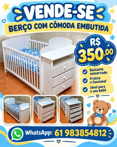 Berço com cômoda acoplada 
