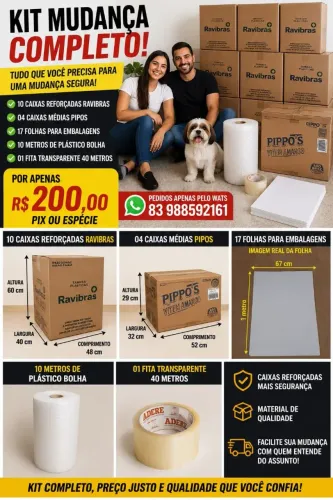 Caixas de papelão para Mudanças kit Mudança14 cxs+fita+plástico bolha+papel para embalagen