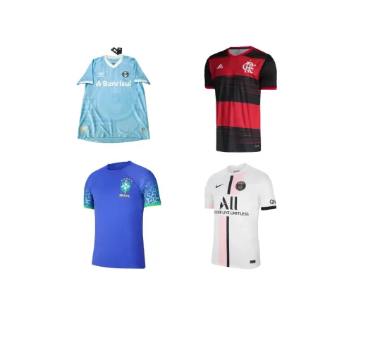 Camisas de times originais psg, grêmio, flamengo e brasil