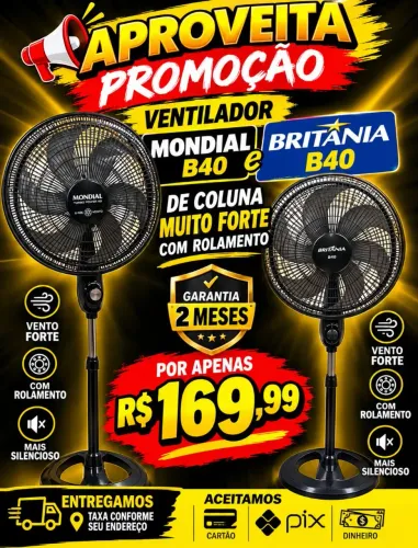 Ventiladores MONDIAL e Britânia de coluna