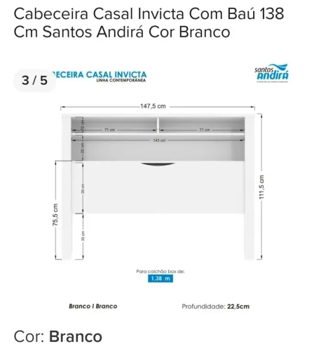 Cabeceira Andirá de casal com Baú
