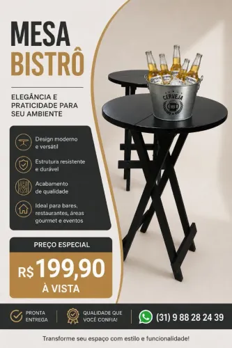 Mesa dobrável de madeira