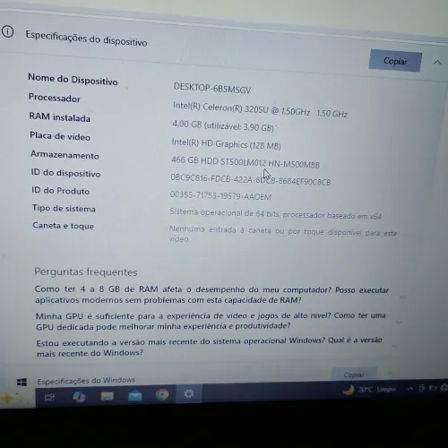 Notebook sansung 4 gb de ram