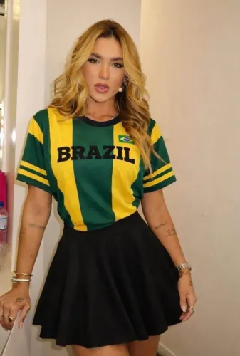 Camisa Tendência Feminina da Copa (Material Sued) Tam. M e G!
