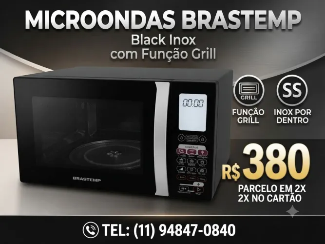 Microodas brastemp semi novo grill e inox por dentro Capacidade 31 litros