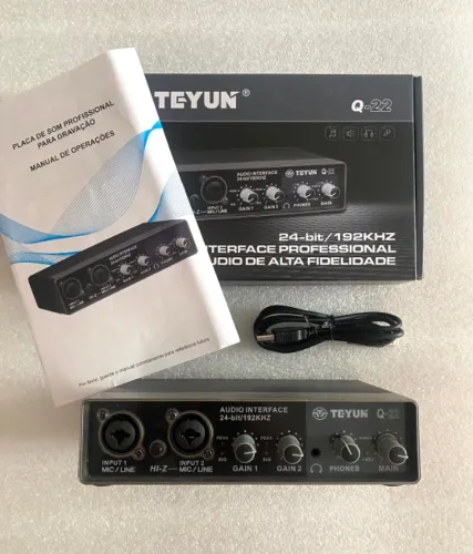 Interface Teyun Q-22 Áudio Usb Placa De Som Gravação Estúdio