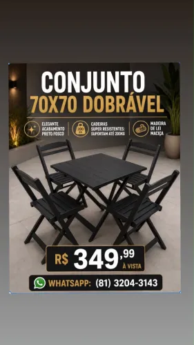 Mesa e cadeiras dobráveis