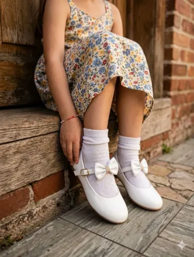 Sapato de festa branco infantil