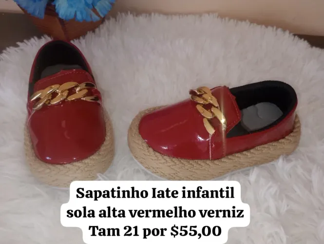 Sapato verniz infantil sola alta nova Tam 21vermelho Tam 31rose