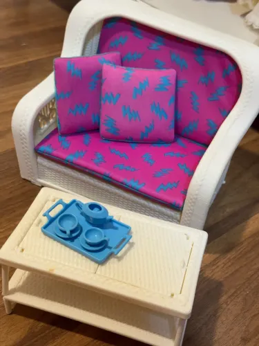 Boneca Barbie antiga da estrela playset sofá cama com mesa de centro