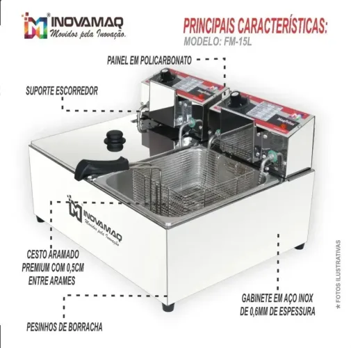 Fritadeira eletrica 2 cubas 15 litros
