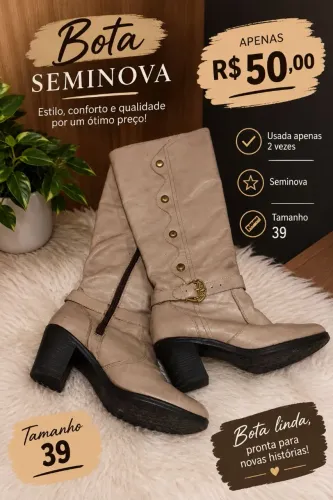 Bota cano médio bege