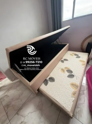 Cama box Baú Tamanho solteiro com Cama completa Auxiliar 88x1,88 D33 Baú Blindado