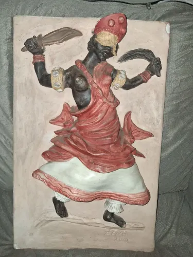 Quadro de Iansã em gesso artesanal - peça religiosa afro-brasileira