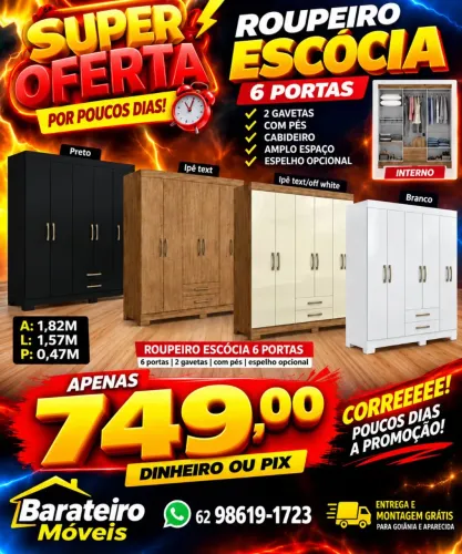 Guarda roupa escocia 6 portas apenas 699.00 correeeeee
