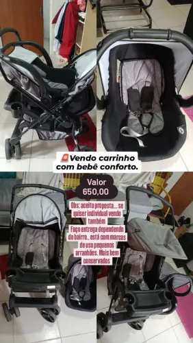 Vendo carrinho com bebê conforto 