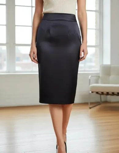 saia alfaiataria preta em cetim