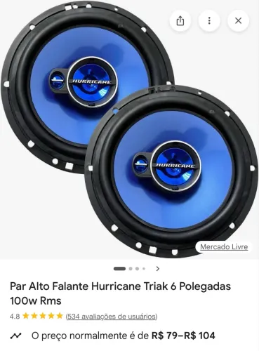 Alto Falante Hurricane Triaxial Triak 6 Pol 100w (par)
