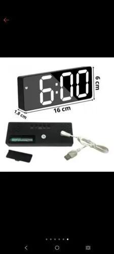 Relógio prata digital led (com despertador)