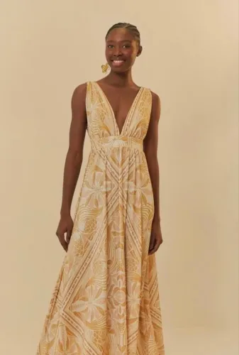 farm vestido midi foz - tam m