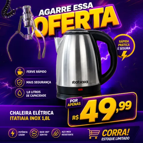 Chaleira elétrica Itatiaia inox 1,8L